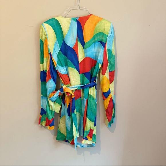 WeWoreWhat Vibrant Blue and Green Mini Dress - Picture 8 of 10